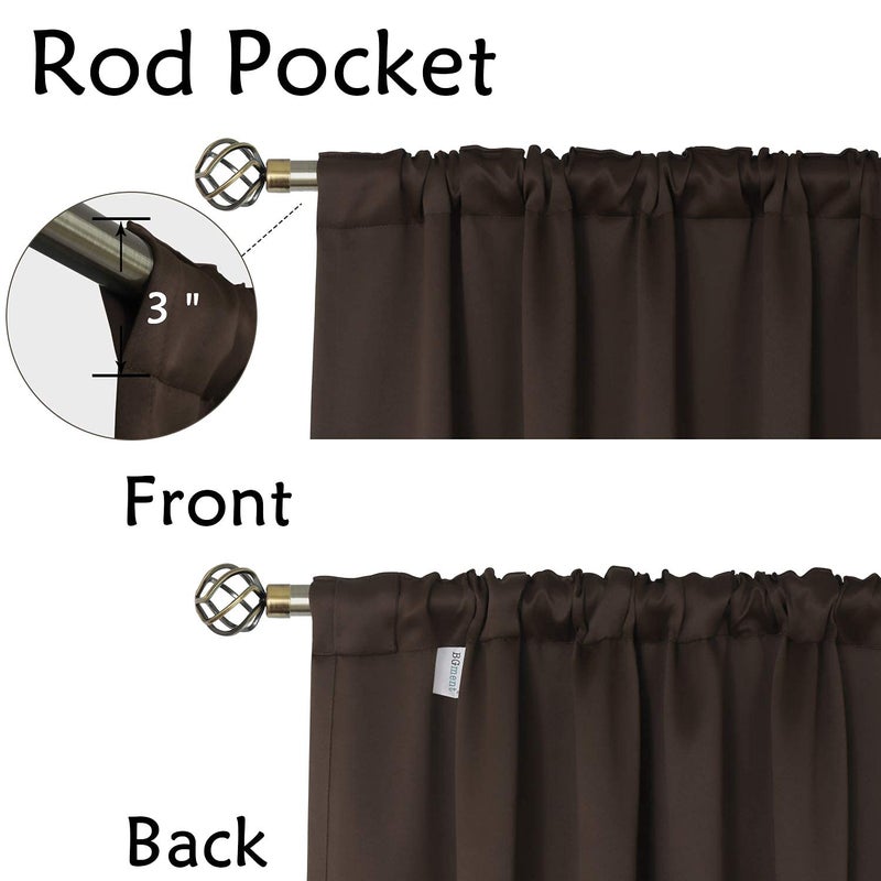 BGment Rod Pocket and Back Tab Blackout Curtains for Bedroom - Thermal Insulated Room Darkening Curtains for Living Room, 2 Window Curtain Panels (38 x 45 Inch, Brown) - Image 3